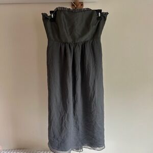 Lynn‎ Lugo gray strapless 100% silk mini dress SZ 6